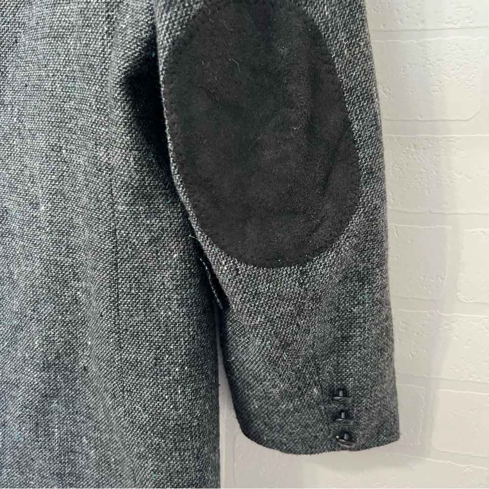 Vintage Pioneer Wear Western Rodeo Tweed Charcoal Men's Blazer Elbow Patches L
